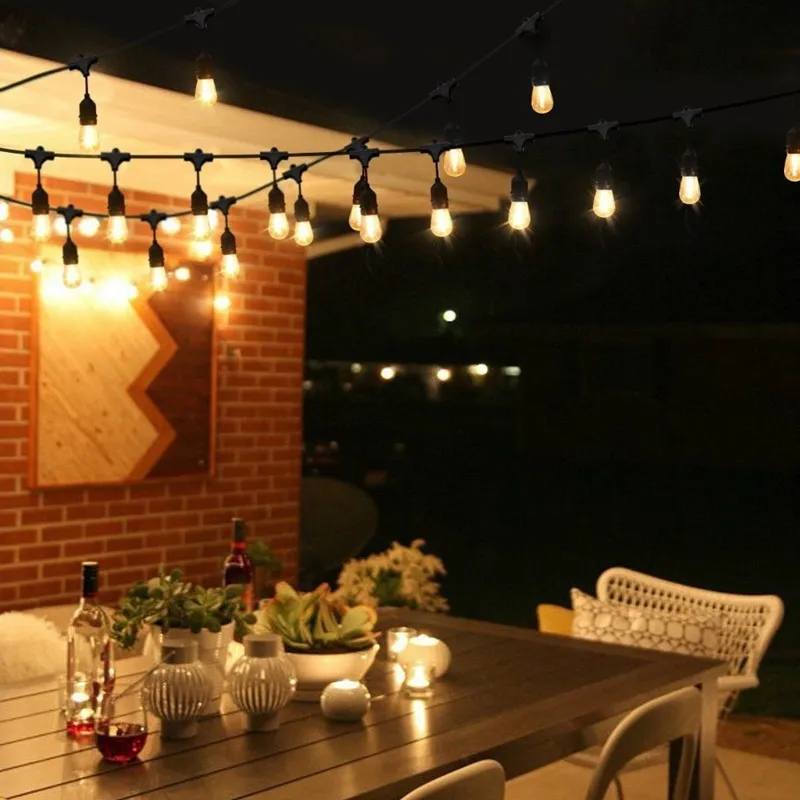Edison2011 15m 15LEDS Waterdichte Heavy Duty Outdoor Edison Bulb String Lights Connectable Festoon voor Party Garden Christmas Holiday