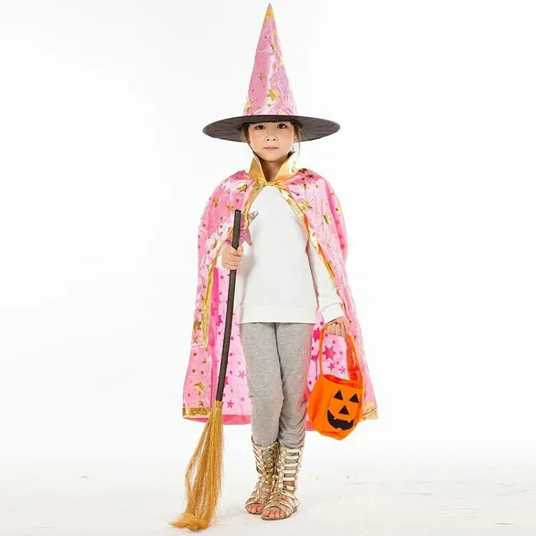 Halloween Cloak Cap Party Cosplay Prop Festival Fancy Dress Costumi bambini Witch Wizard Gown Robe and Hats Costume Cape Kids wa4233