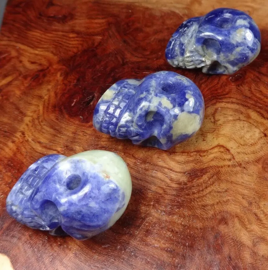 Büyük indirim! Kafatası Kolye-Lapis lazuli Oyma Taş Kolye Ham Mavi Helaing Taş Reiki Kristal Taş Ücretsiz kargo