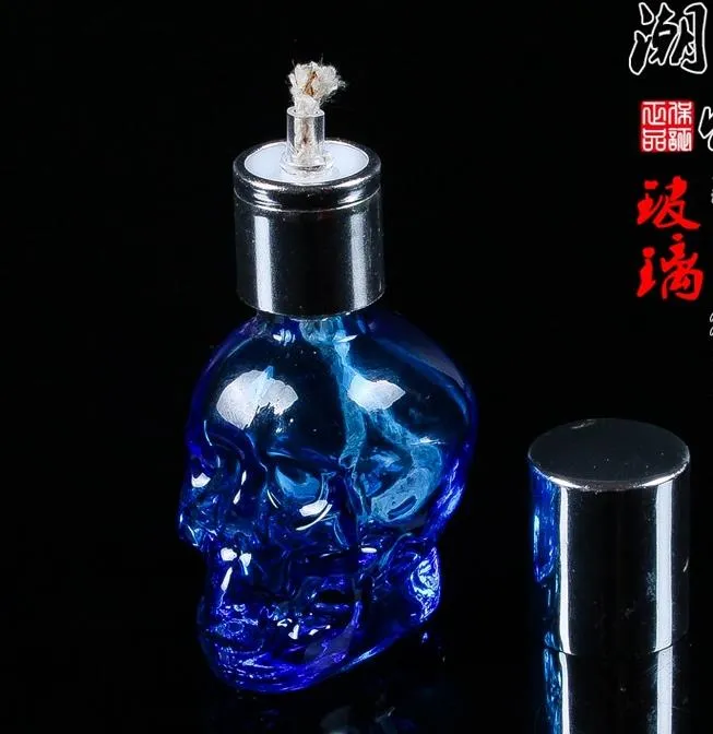 Crystal Skull Portable Alkohol Lamp Glass Hosah Rökning Rör Glas Gongs Oil Rigs Glass Bongs