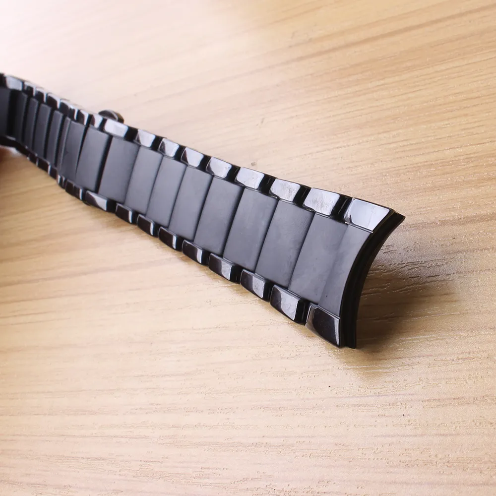 New arrivals watch band curved end ceramic bracelet for men 1451 1452 watchband 24mm black polished and matte color waterproof watch strap