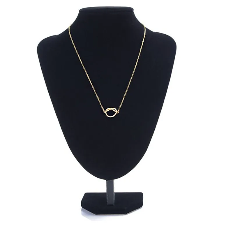 Vente nouveau Maxi Colar Simple amour coeur noeud pendentif Couple bijoux 18 K or et argent plaqué femmes chaîne à maillons pour votre Ang292K