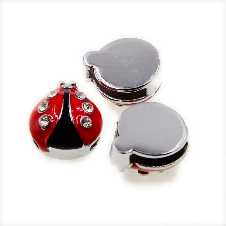 Wholesale Ladybug zinc alloy 10mm slider Charms DIY Accessories Fit 10mm Pet Collar wristband SL510