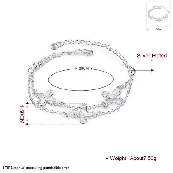 Hot sale christmas gift 925 silver Butterfly Bracelet DFMCH409, Brand new fashion sterling silver plated Chain link bracelets high grade