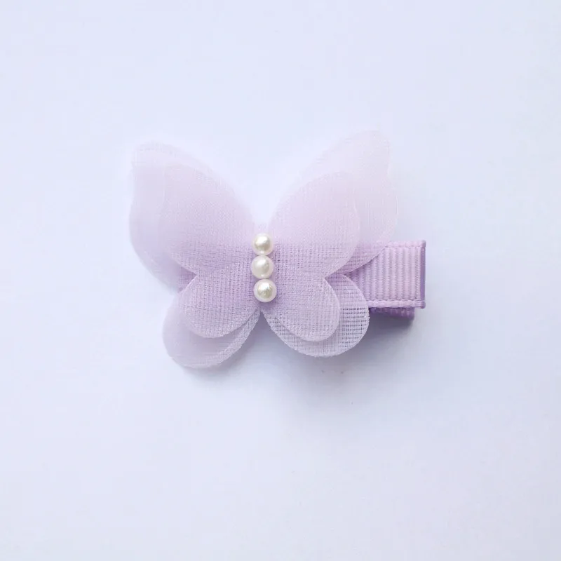 Animals Shape Small Size Hair Clips Lovely Butterfly Kids Hairpin with Beads Girls Barrettes Double Level Autumn Style