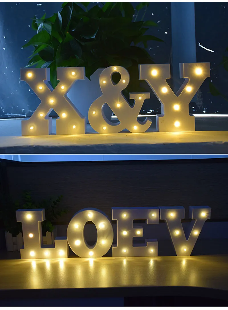 26 Letters Wit LED Nacht Licht Marquee Sign Alfabet Lamp voor Verjaardag Bruiloft Slaapkamer Muur Opknoping Party Decoratie ZA4919