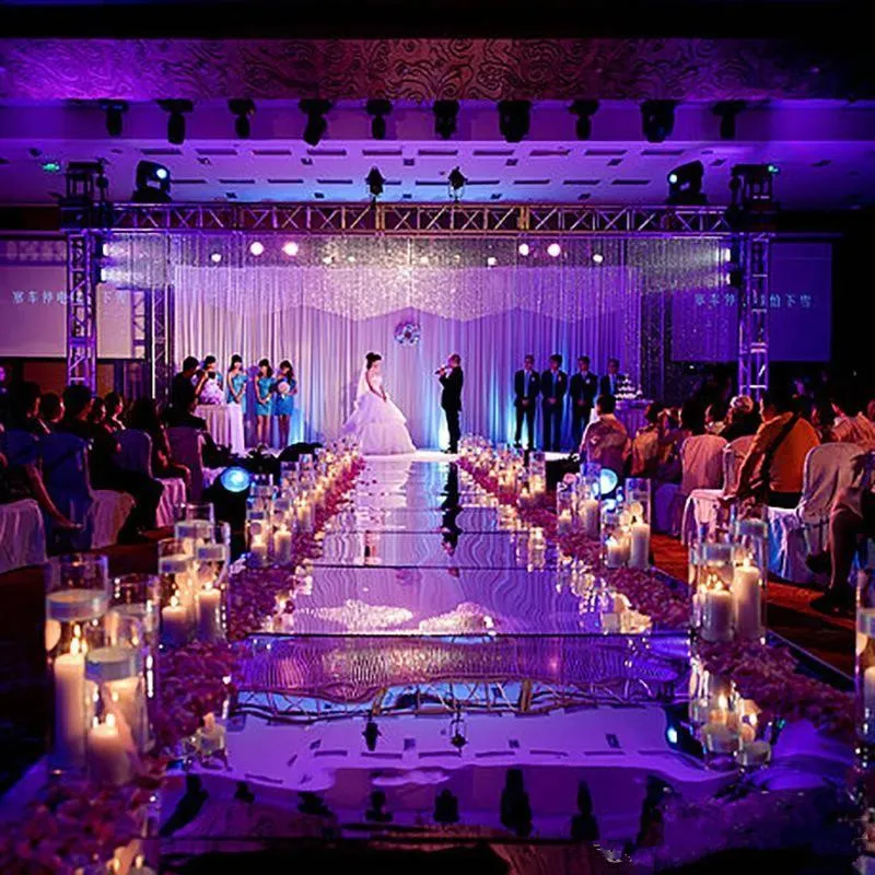 1 mt Breite Luxus Hochzeit Hintergrund Decor Spiegel Teppich Gold Silber Doppel Seitengang Läufer Für Party Dekoration Lieferungen