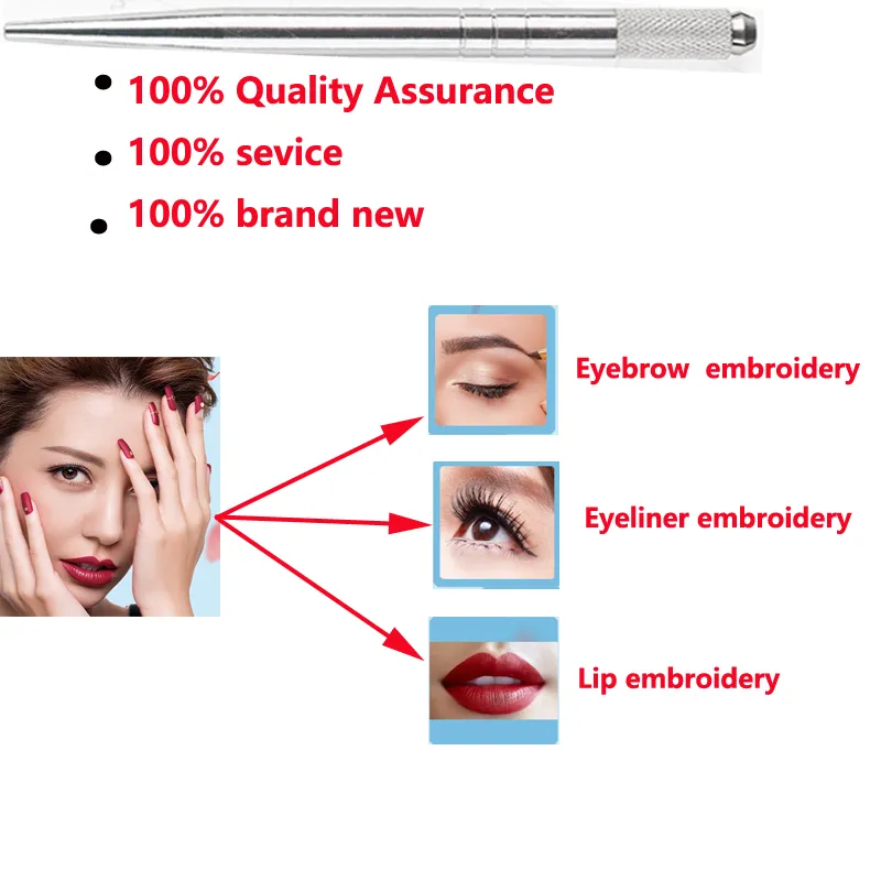 Wholesale High Quality Aluminum Alloy Silver 3D Embroidery Permanent Makeup Eyebrow Pen Professional Manual Tattoo pen