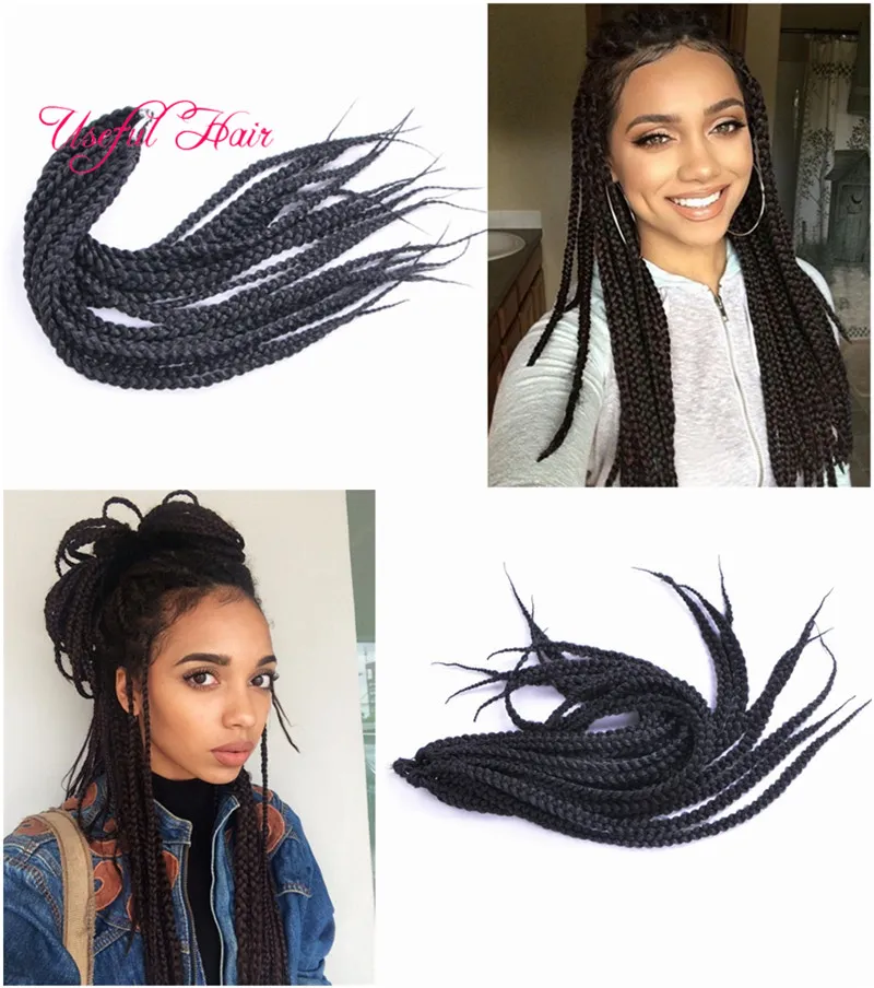 Virka flätor Ombre Blå 3S Box Braids Extensions Twist Syntetisk Braiding Hair Crochet Braids Hair Extensions 24hours Service Havana Twist ColorFil