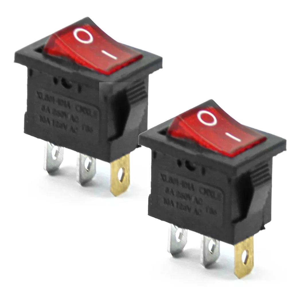 3 Pin Vermelho ON-OFF SPST Snap no Barco Rocker Switch AC 6A / 250 V 10A / 125 V B00273