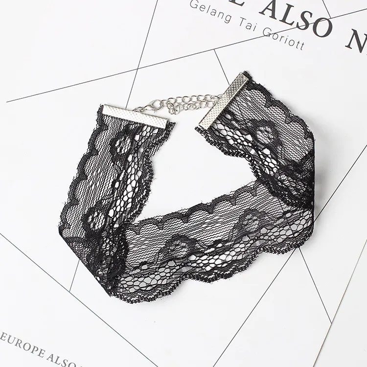 2016 New Fashion Black Lace Girocollo Collana Donne Girocolli Fiore Collane Largo Choker tatuaggio Collare Del Choker Gothic Sexy Chok Spedizione Gratuita