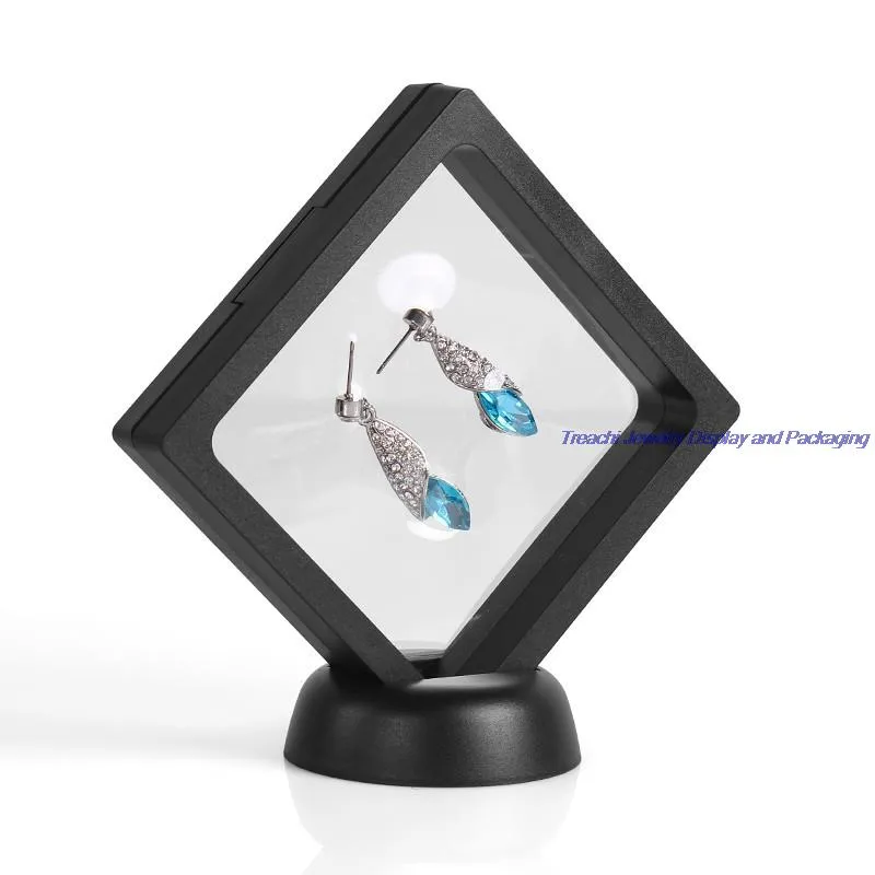 LIVRAISON GRATUITE Prix en vrac 4PCS / Lot Transparent Suspension Cadeau Coffret Gemstone Diamant Bijoux Porte-stand