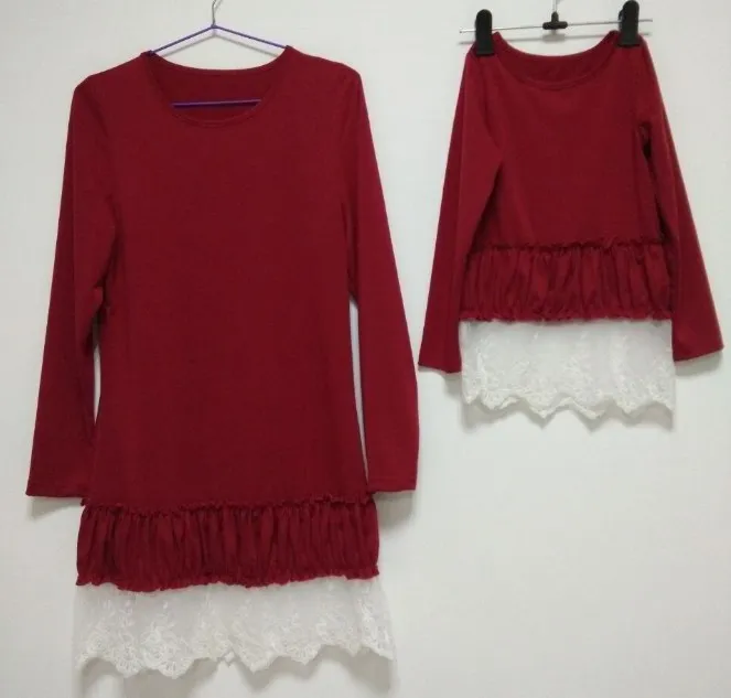 Mãe e filha roupas família combinando vestidos de natal para menina lace saia do bebê outfit meninas caem moda crianças traje qzzw021