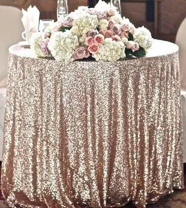 Great Gatsby Table Table Cloth Gold Bling Round and Rectangle add Parkle with equins wedding cake table idea masquerade birth258w