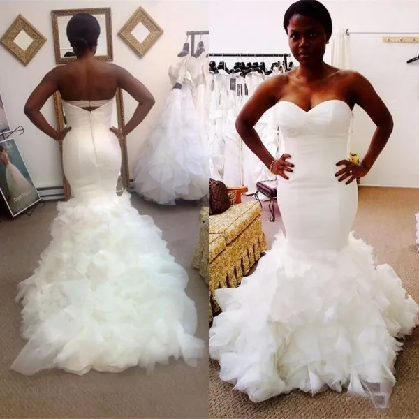 Stunning Plus Size Mermaid Wedding Dresses DREAM DRESS WEDDING Fit And Flare Sweetheart Neckline Ruched Ruffles Bridal Gowns Sweep Train From 146 88 DHgate