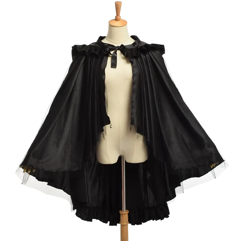 Unikalna wiktoriańska zgiełk Kobiety retro gotycka flounki cape rekenactment punkowy kostium cosplay 2