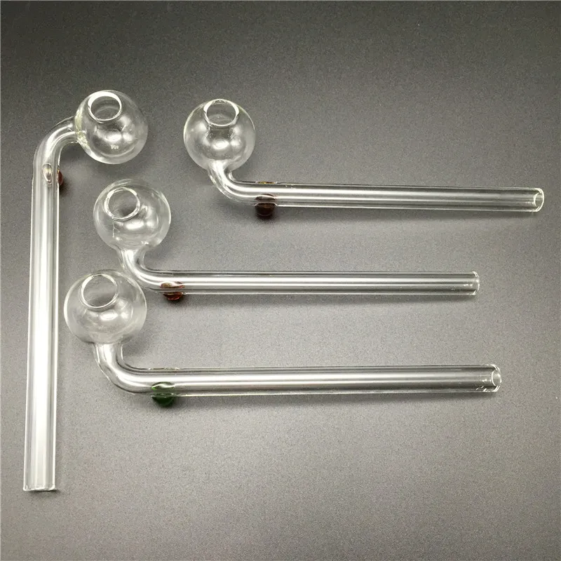 15mm Glass Oil Burner Pipe Thick Clear Pyrex Oil Burner with Big Honey Bucket Cheap Hand Pipes Colorful Handle Glass Tube for Smoking