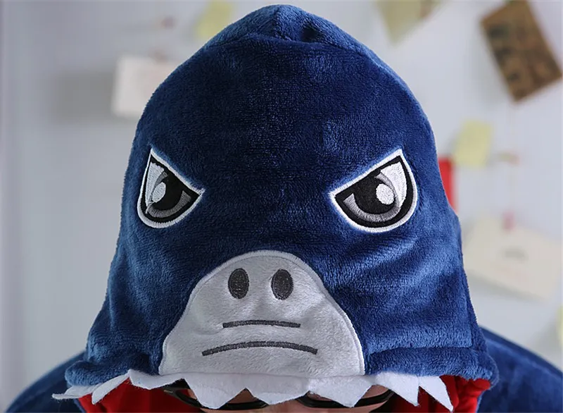 Animal traje cosplay adulto Pijamas Seafish tubarão Onesies Sleepwear dos desenhos animados Sleepsuit Shark Pijamas animais dos desenhos animados Big Blue Fish Jumpsuit