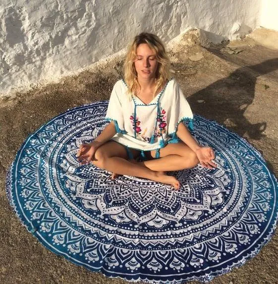 Ronde strandlaken Sarong badhanddoeken Partij bruiloft Kerstversiering katoen bedrukt rond tafelkleed vintage yoga picknickmat wanddecoratie