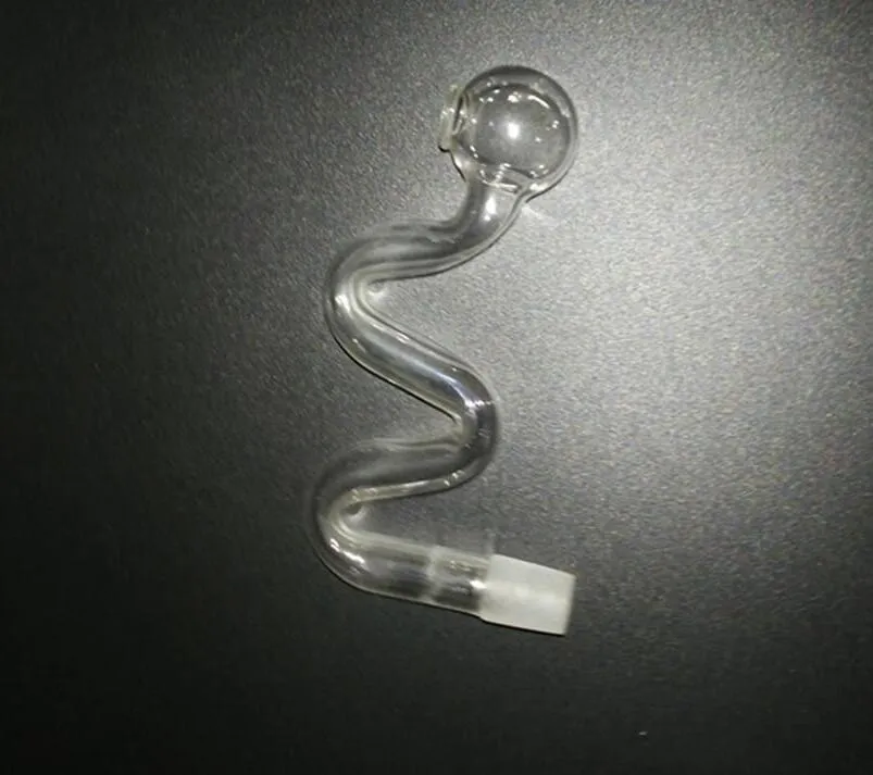 Mini Novo Comprimento Fumar Cachimbo Handle Tubos De Fumaça Curvo Mão Blown Recycler Melhor Óleo buner Erva Tigela