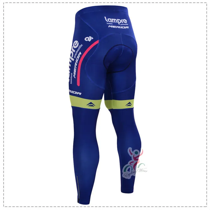 Primavera verano ciclismo largo Jersey Ropa Ciclismo + Pantalones 2015 Lampre Merida Pro Team Bue 3D Gel Pick-Pick Tamaño: XS-4XL
