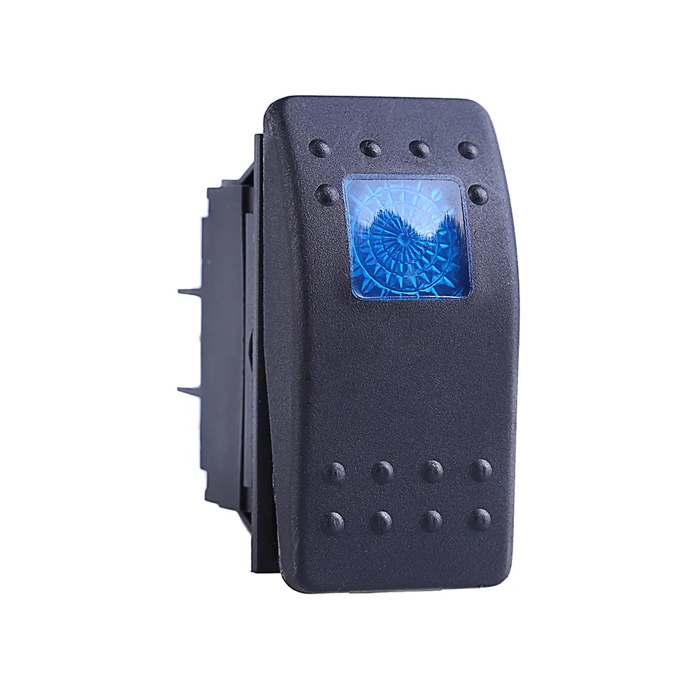 5 Stück 12 V 20 A Drucktastenschalter EIN AUS 4-poliges blaues LED-Licht Universal Auto Auto Marine Boot Wippschalter 4 P EIN-AUS