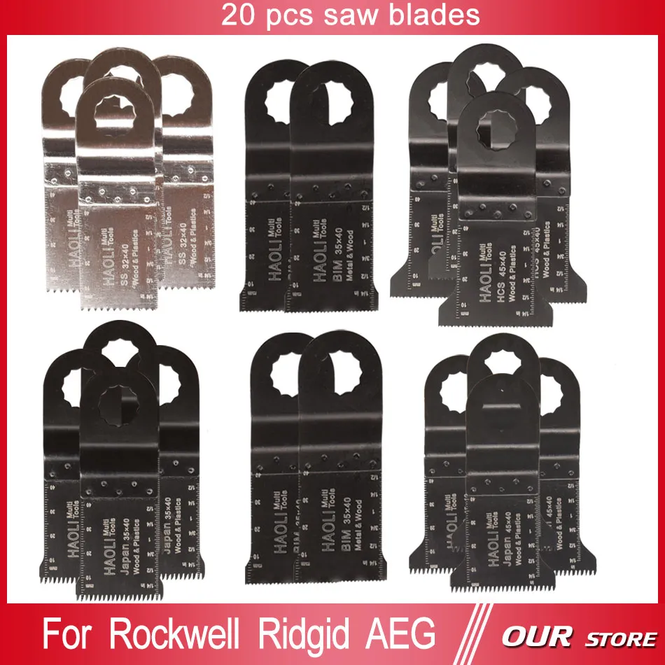 20 stks Oscillerende Power Tool Saw Blade Accessoires voor de meeste multi-tool als AEG Ridgid Worx, FEIN-supercut, hoge kwaliteit