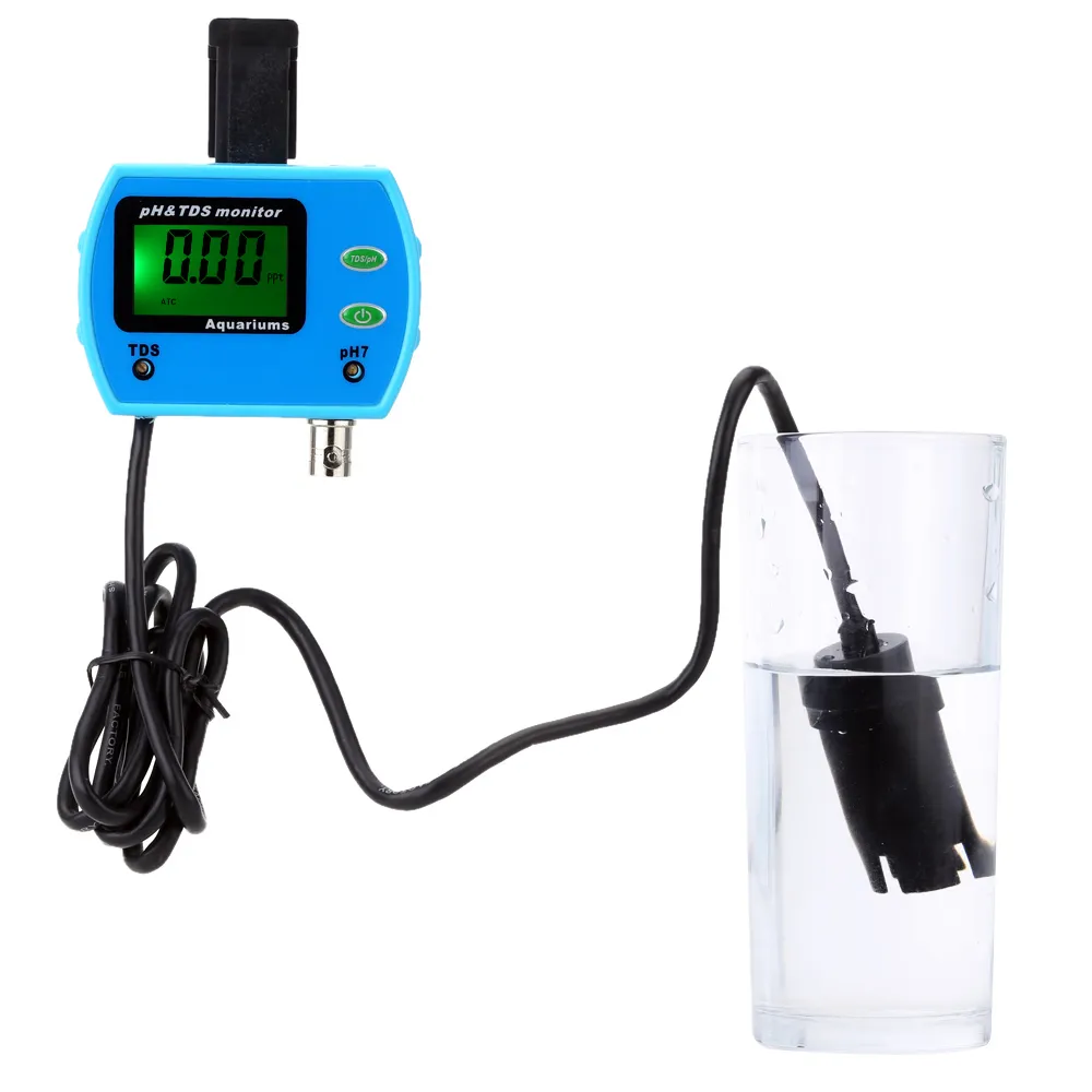 Freeshipping mini akvarium 2 i 1 pH-mätare Vattenkvalitetstesteranalysator Multi-parameter Bra vattenkvalitetsmonitor TDS Meter Multiparameter