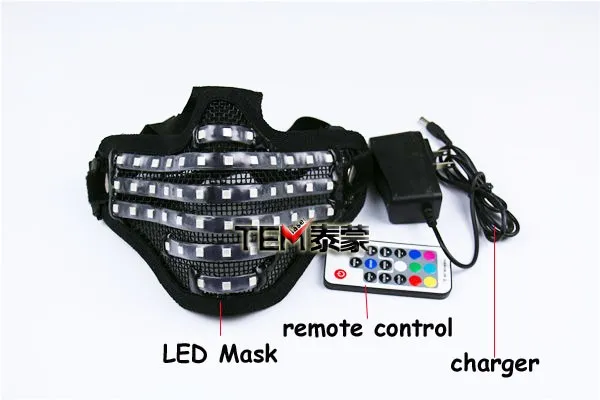 Gratis verzending LED RGB Mutilcolor Licht Masker Hero Face Guard DJ Mask Party Halloween Birthday LED Kleurrijke Maskers voor Show