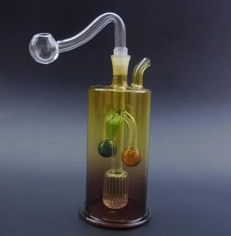 Narghilè Tubi di vetro Piattaforma petrolifera in vetro Bubbler Bong in vetro ciliegia J46-10mm