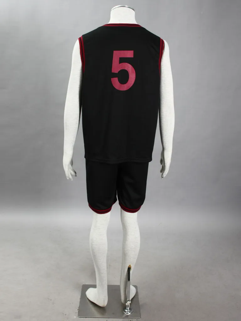 Hochwertiges Basketballtrikot Cosplay Kuroko no Basuke Daiki Aomine NO.5 Cosplay Kostüm Sportbekleidung Top + Shirt Schwarz