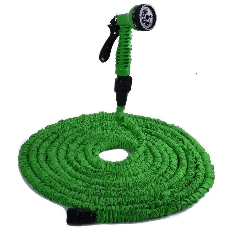 Yüksek Kalite 50ft Geri Çekilebilir Hortum / Genişletilebilir Bahçe Hortumu Mavi Yeşil Renk Hızlı Bağlayıcı Su Hortumu Su Tabancası OM-D9 ile