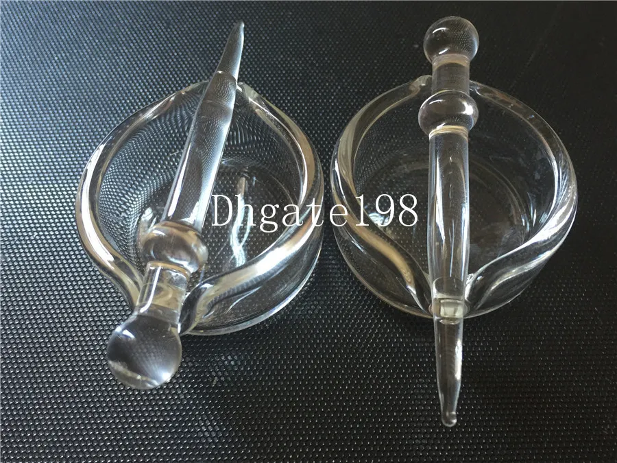 Clear Glass Wax Dish Pruik Wag Concentrate Oil Containers met Dabber Tool Glass Oil Bowl Set voor Bongs Water Pipes