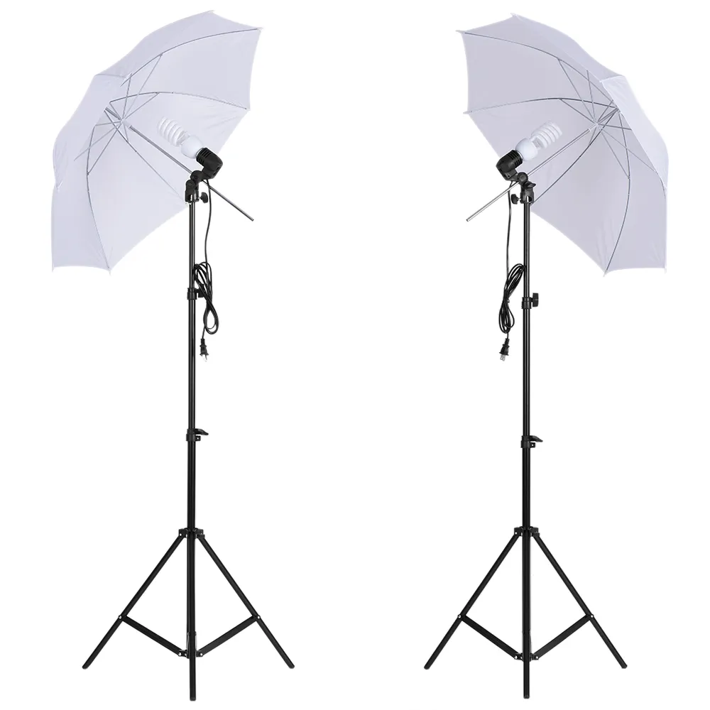 Photo Studio Kit Softbox Umbrella with Bulb Holder Light Bulb Light Stand Black White Green Screen Backdrop