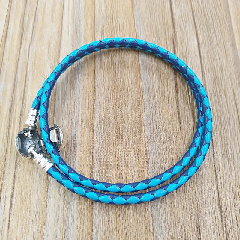 Pandora moments pink double woven leather bracelet Clearance