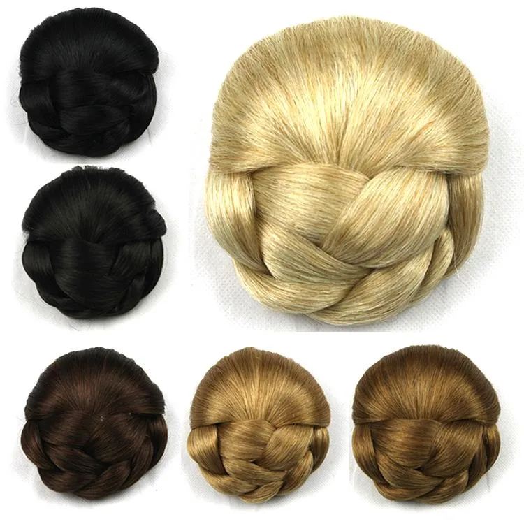 Clip intrecciata all'ingrosso in chignon di capelli, crocchia di capelli finti, coque cabelo, posticci a rullo ciambella, colore 1003