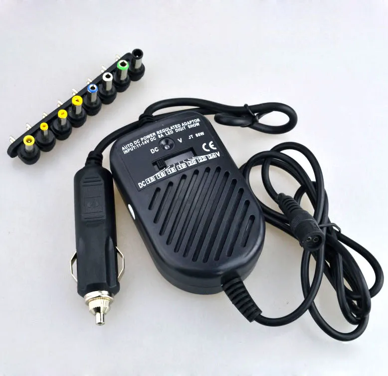 Adaptateur universel d'alimentation pour chargeur automatique de voiture DC 80W pour ordinateur portable avec 8 prises détachables entières 30p286y