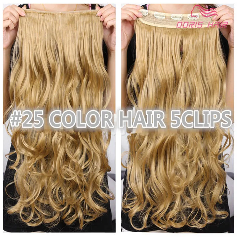 S Clip in Hair Extension 5 Clips 한 조각 130g 전체 헤드 바디 웨이브 레드 브라운 금발 스톡 합성 모발 6697716