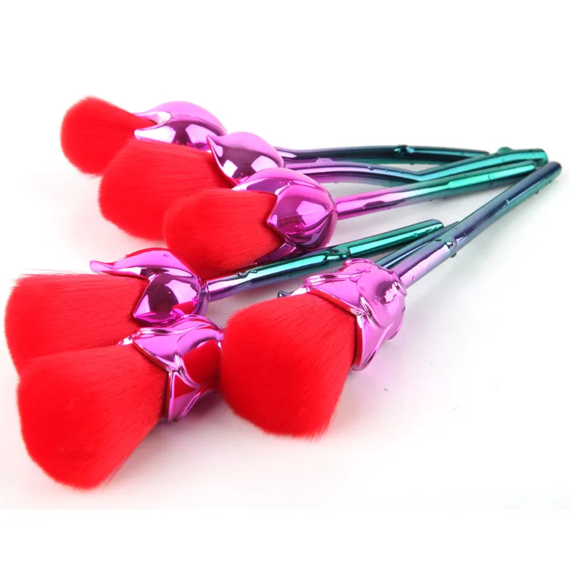 Rose Flower Makeup Brush Set Face Powder Foundation Blush Cosmetic Tools Golden Rainbow Make Up Brushes Kit