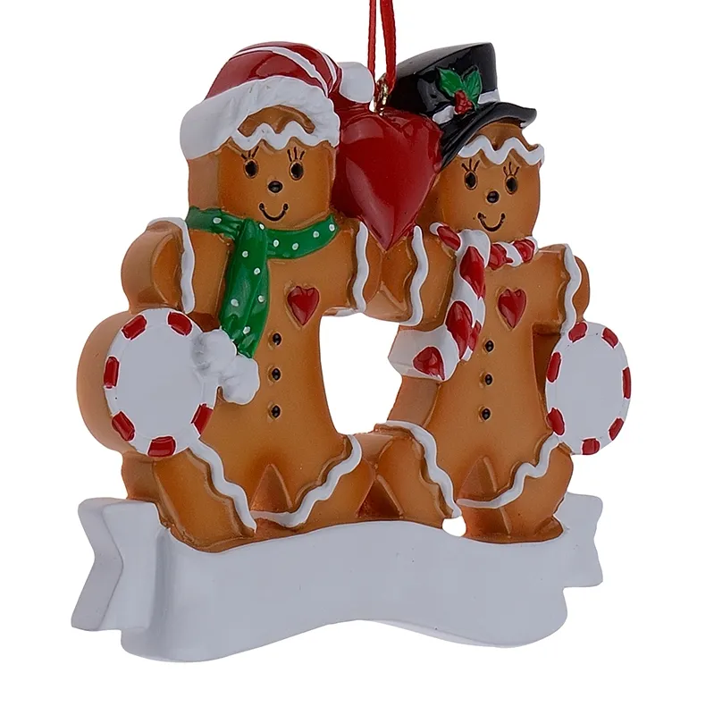 Maxora Resin Gingerbread Family Of 2 Christmas Ornaments With Red Apple As Personalized novelty Item Gifts For Holiday And Home De6092510