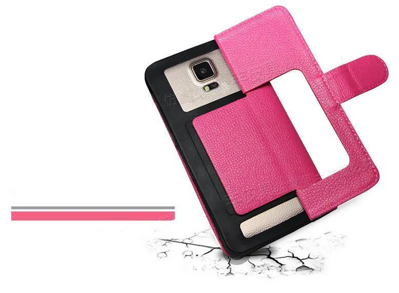 Universal Wallet Litch PU Flip Leather Case met creditcardsleuven voor 35 tot 60 inch 6 size mobiele telefoon Case7892615