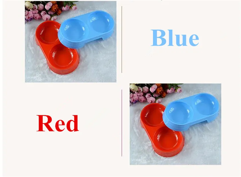 E74 Pet double Bowl pet plastic bowls pet portable dog drinking water feed food bowl 