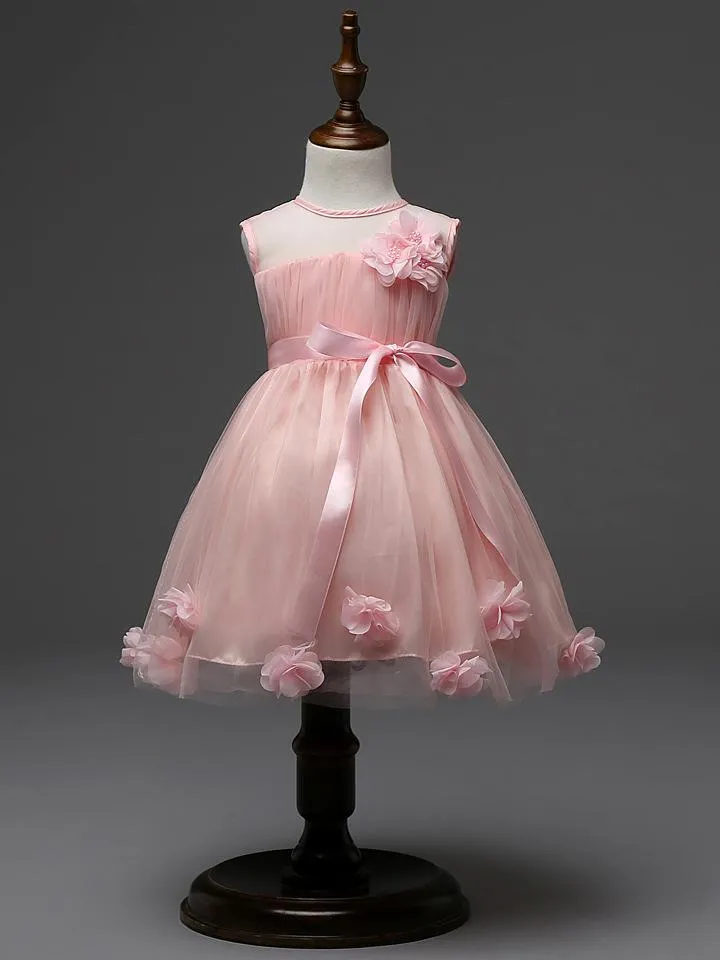 Nieuwste Design Bloem Meisjes Trouwjurk 3D Rose Baby Meisje Tutu Rokken Kids Girl's Party Garen Tule Organza Jurken Kinderen Baljurk