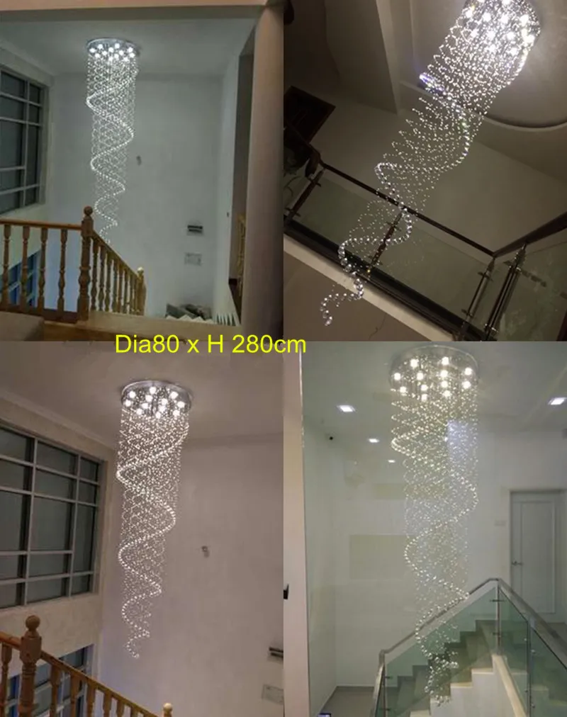 Modern K9 Crystal Chandelier Spiral Rain Drop Crystal Lighting Chandelier Flush Mount Stair Lights för trappa