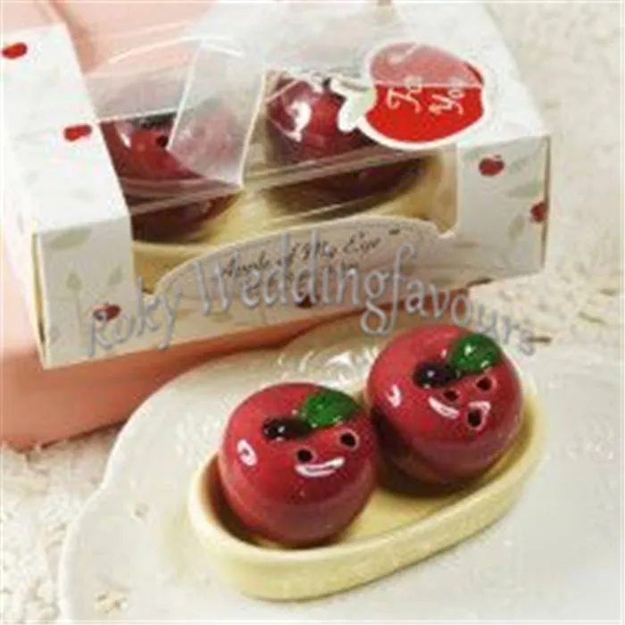 50Set Apple of My Eye Salt Pepper Shakers Brud Shower Ceramic Wedding Favors Party Supplies