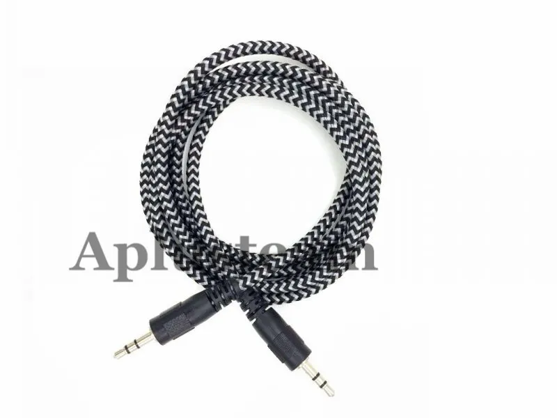 High Quality 3.5mm Braided AUX o Cable Woven 1.5M Auxiliary Stereo Jack Male Car Colorful Cord for iphone 6s Samsung S7 S6 Speaker MP33812619