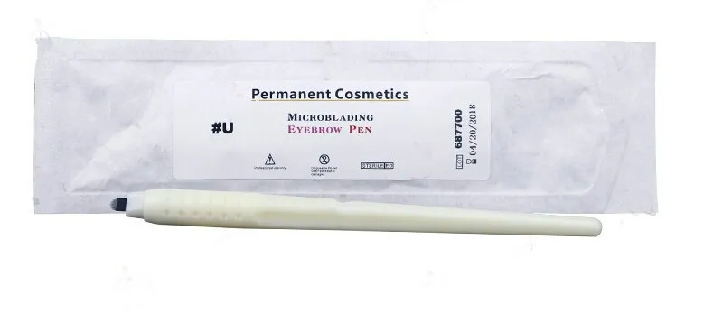 Wholesale-Top quality permanent makeup white disposable microblading pens with 7/12/14/17/18U pins needles embroidery blades