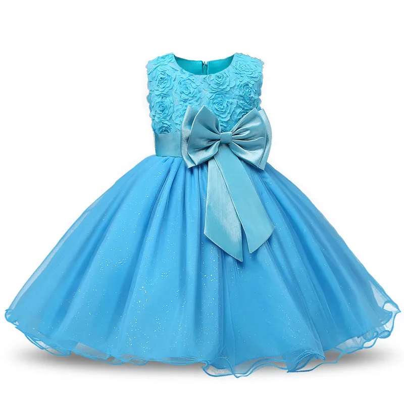 Neonate Dress Party Lace Dress Kids i 3D Rose Flower Abiti Abbigliamento bambini Ragazze Abiti da principessa la festa nuziale A08