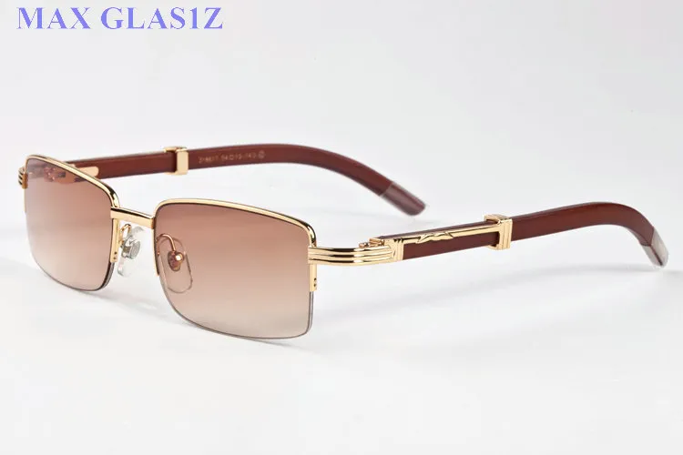 2017 marque designer rectangle lunettes de soleil lunettes en bois pour hommes femmes mode lunettes de soleil de buffle clair violet lentille demi-monture avec boîte