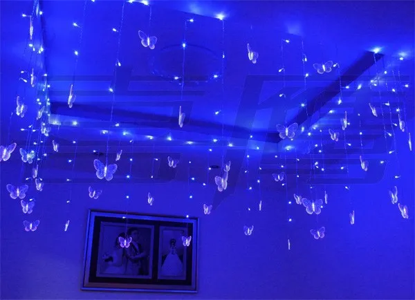 8M x 0 5M LED String Fairy Curtain Light With Butterfly Led Curtain light Celebration Wedding Party Ball Decoration184C